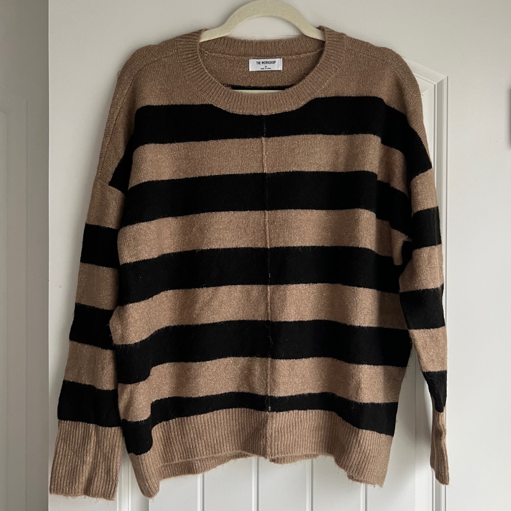 Workshop Republic Clothing Women's Striped Sweater - Black and Tan